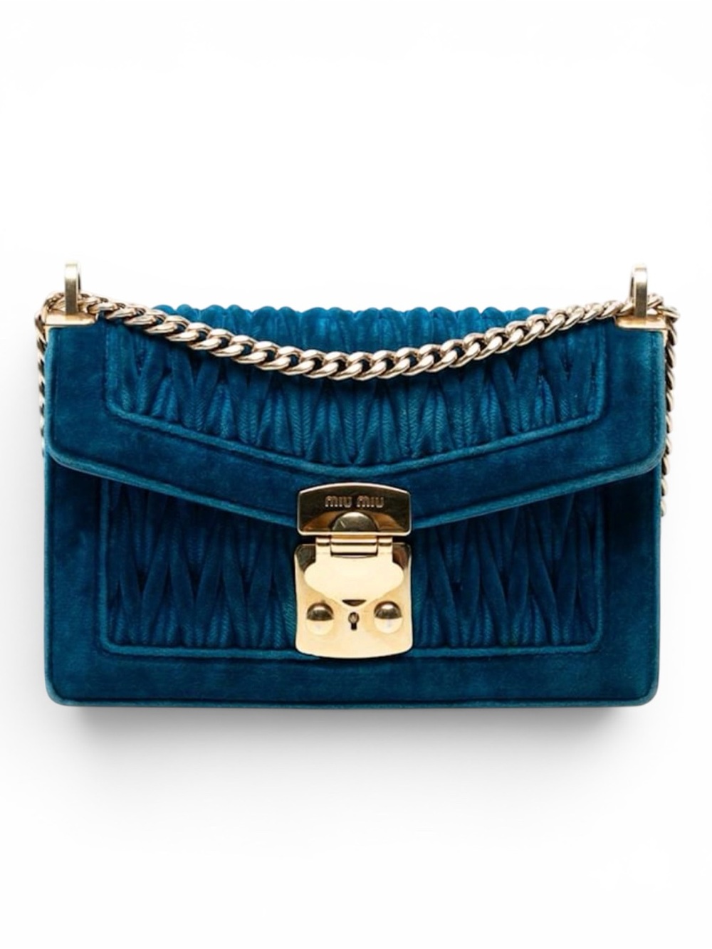 Miu Miu blue velvet shoulder bag